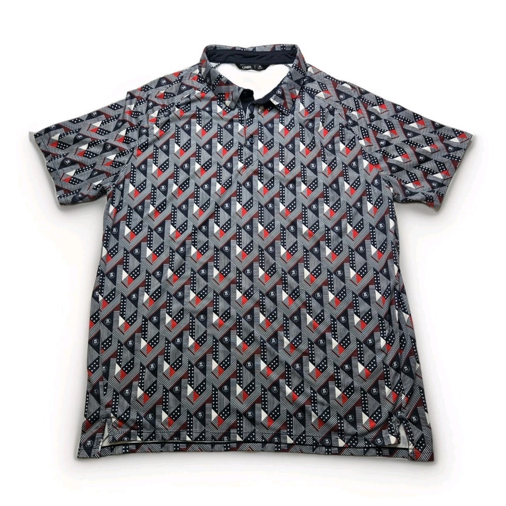 UNRL Barstool Golf Shirt Adult XL Blue Polo All Over Print Performance Logo Mens
